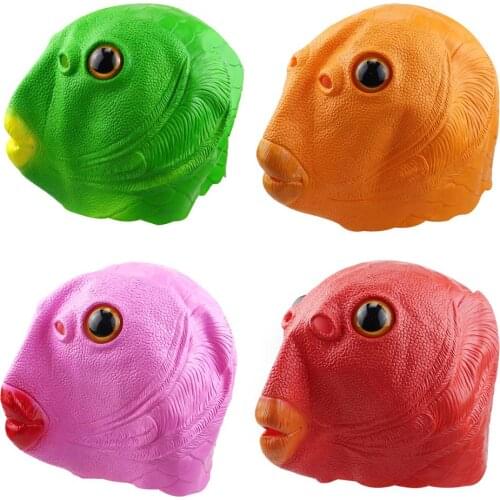 New Green Fish Head Mask Latex Breathable Mermaid Fish Face Cover Funny Cosplay Costume Adult Children Party Prop