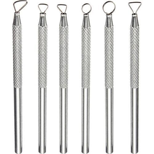 Knife 6pcs Wood Working Tool Aluminum Pottery Modeling Scraper Sculpture Carving Cutter Hand Tool Metal Handle Ceramic Clay