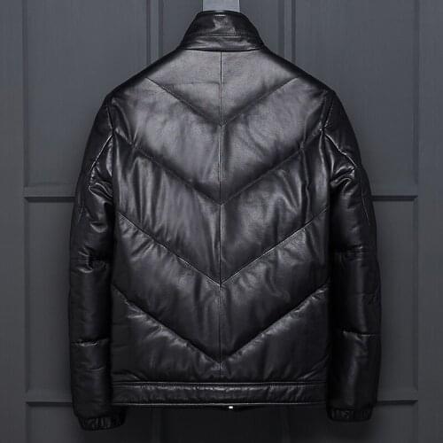 Genuine Leather Korean Winter Duck Down Jacket Men Sheepskin Coat Short Warm Blouson Cuir Homme LBL-7163 KJ1376