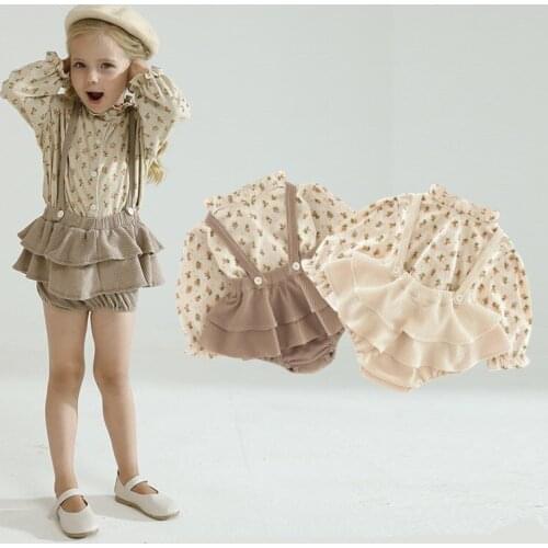 Toddler Girl Fall Clothes Infant Floral Tops+Strap Bottoms Newborn Girl Clothes Set Winter Chill Sets 2 Piece Sets for Kids