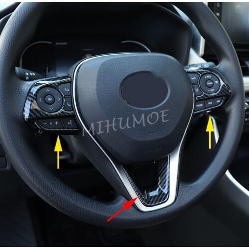 Carbon Fiber Steering Wheel Switch Trims For Toyota RAV4 Corolla 2019 2020 Accessories