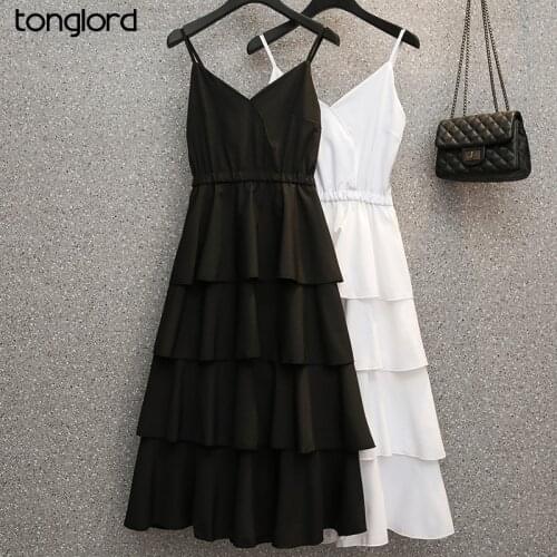 Summer Backless Holidays Spaghetti Strap Midi Dress Women Cascading ruffle A-Line Dresses Plus Size 4XL Beach Female Vestidos