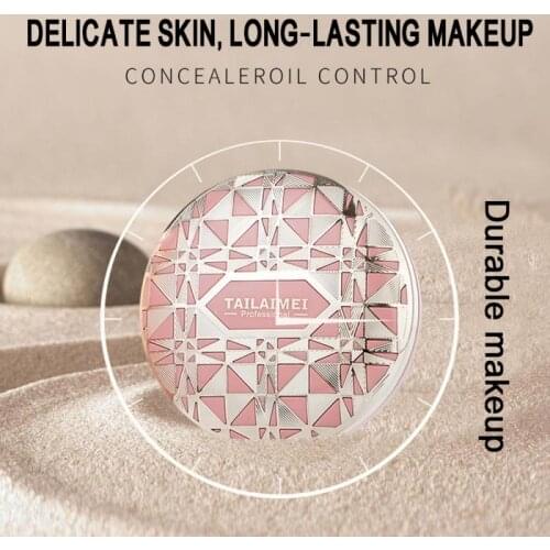 Portable Natural Mineral Withstand UV Pressed Powder Lasting Oil-control Foundations With Puff Brighten Concealer Makeup TSLM1