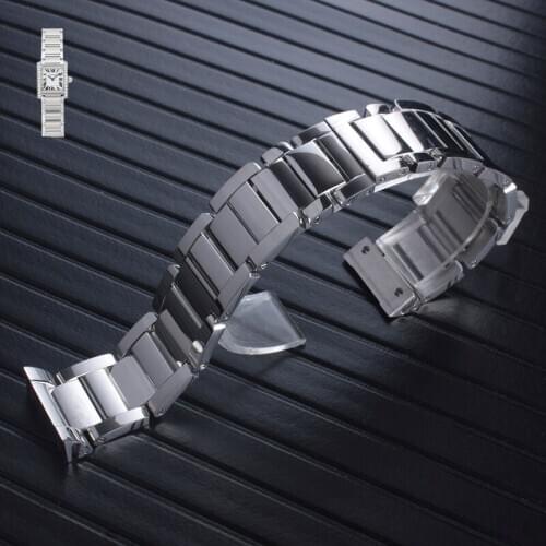 Ladies Watch Band Strap Stainless Stell Deployment Clasp Wrist Women Band for Cartier