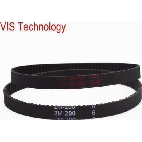 10pc/lot GT2 200 2GT 6 length 200mm width 6mm teeth 100 for 3d printer 200-2GT-6 closed-Loop rubber belt 200-GT2-6
