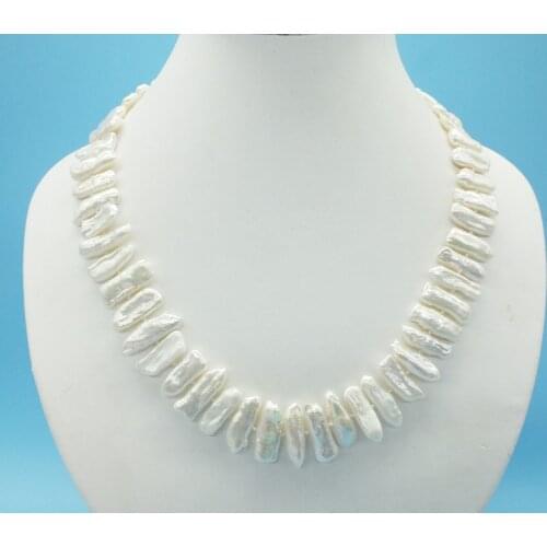 Luxury Bridal Wedding Pearl Jewelry Biwa Charm freshwater pearl necklace 18"