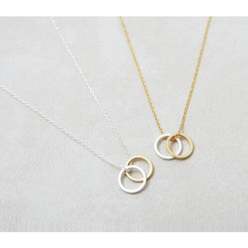 SMJEL 2017 New Fashion Mix color Double Circles Statement Necklace Simple Rounds Pendant &Necklace For Women Accessories N054