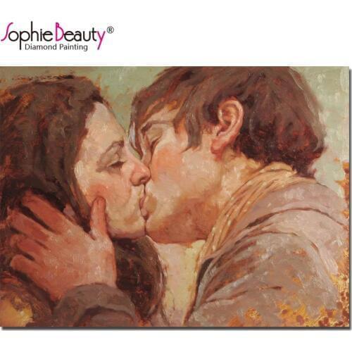 Sophie Beauty New Cross Stitch Diy Diamond Painting Square/Round Sweet Kiss Full Embroidery Rhinestones Mosaic Kit Room Art C247