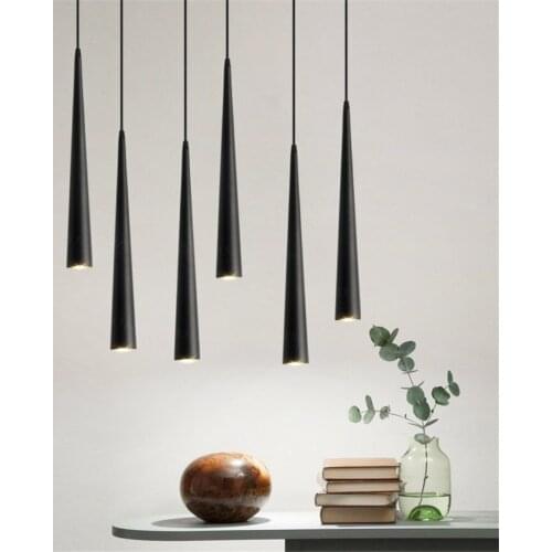 Modern Kitchen Island Pendant Light LED Cone Hanging Lighting Fixtures Dining Room Living Room Bar Aluminum Cylinder Pipe Lamp