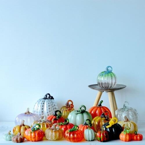 Stained Glass Art Pumpkin Decor Figurine Ornaments Glass Crafts Office Home Garden Creative Decoration Gifts Festival Party