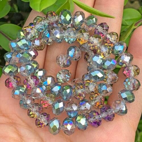 High Quality AB Rainbow Plated Austria Crystal Glass Beads Faceted Rondelle Loose Spacer Beads For Jewelry Making Diy Bracelets