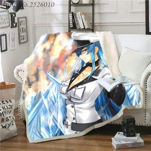 Japan Anime Akame Ga KILL 3D Velvet Plush Blanket Bedspread for Kids Girls Sherpa Blanket Couch Quilt Cover Travel 01