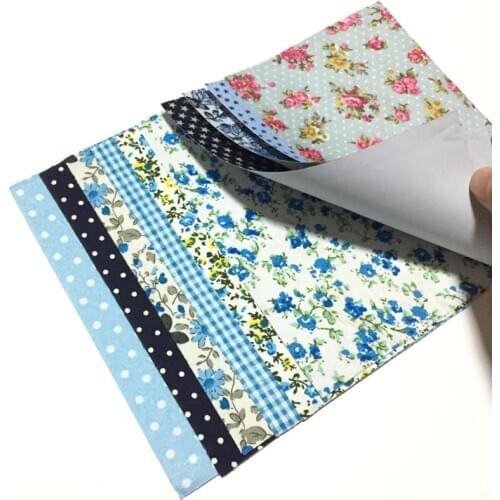 10pcs* Self-adhesive Fabric Scrapbooking Sewing Art Sticker Paper Patterns Dot DIY Gift Decoration random color