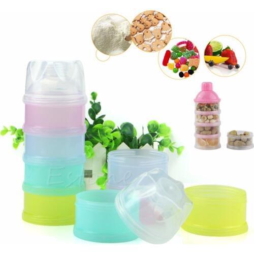 4 Layer Baby Infant Food Milk Feeding Powder Dispenser Container Travel Boxes New