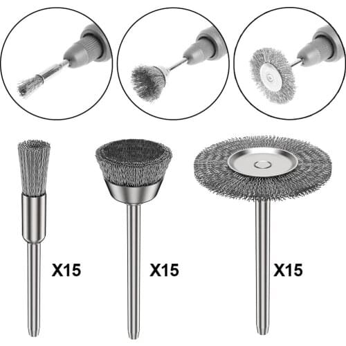 45PCS Stainless Steel Wire Wheel Brushes Set Kit For Mini Drill Rotary Tools