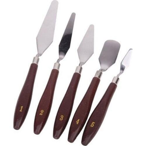 5pcs Stainless Steel Artist Painting Palette Knife Spatula Oil Painting Paint Art Craft Metal Spatula Set Perfect Practical