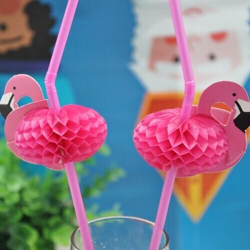 50PCS/lot Cute 3D Flamingo Straw Bendy Flexible Plastic Drinking Straws Kids Birthday/Wedding/Pool Party Decoration Supplies