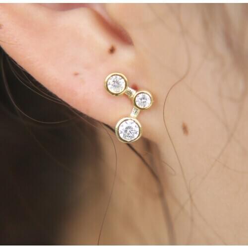 Promotion Earings Brinco Cute 3 Pcs Paved Aaa Cz Luxury Color Dot Charm Stud Earrings With Zircon Women Gift Bijouterie