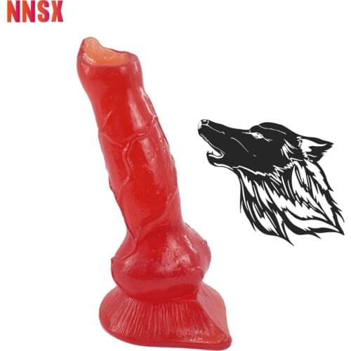 NNSX wolf Dog Dildo Anal Plug Wine Red Transparent Butt Plug Masturbator Sex Toys G Spot Toys for Adults 18 Sex Toys for Women