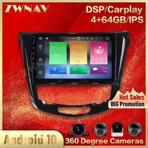 IPS Android 10.0 Car Multimedia player For Nissan X-Trail Qashqai 2013 2014 2015 2016 2017 gps Navigation RADIO Audio head unit