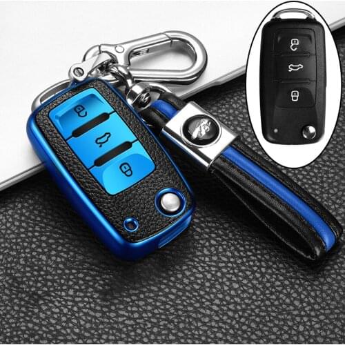 Key protector Leather+TPU Car Key Cover Case For Polo Tiguan Passat B5 B6 B7 Golf EOS Scirocco Jetta MK6 Octavia Accessories