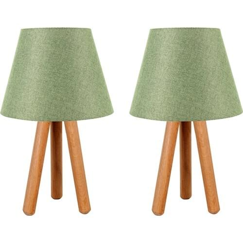 Bysay Dual 3 to Legged Tripod Wood Lampshade Table Lamp Green
