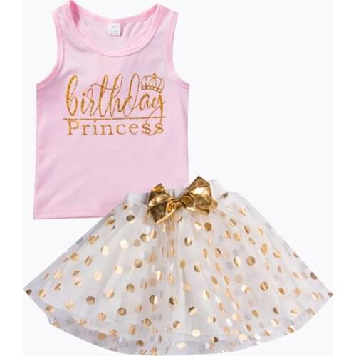 Infants Girls Summer Sleeveless T-Shirt+Bling Skirt Dress 2 Pcs Children Clothes Girls Casual Outfit Costume For 1-5 Years