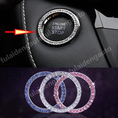 For Kia Forte K3 2019-2020 Ignition Key Ring Engine Start Button Cover trim Luxury metal Rhinestone Decal Sticker Car Styling