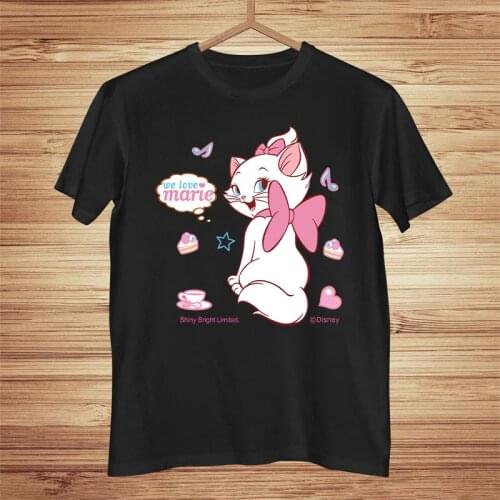 New Cool Fashion T Shirt Women Marie Cat Print Tshirt Summer Short Sleeve The Aristocats Girl T-shirts Dropship