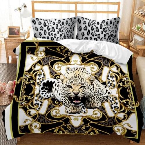 3D Dold Leopard Duvet Cover Pillowcases 2-3pcs Aniaml Bedding Sets For Adults Luxury Bedclothes Decor Home Textiles
