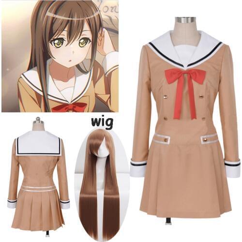 Japanese Anime BanG Dream OYAMA Kasumi HANAZONO Cosplay Costume Girls High School Uniform Halloween Carnival Outfit set and wigs