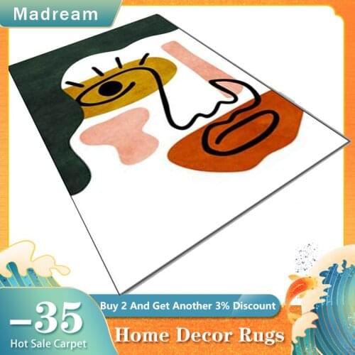 Carpets For Living Room Modern Nordic Abstract Geometric Bedroom Rug Fashion Soft Home Decor Bedside Floor Mat Face Pattern Pad