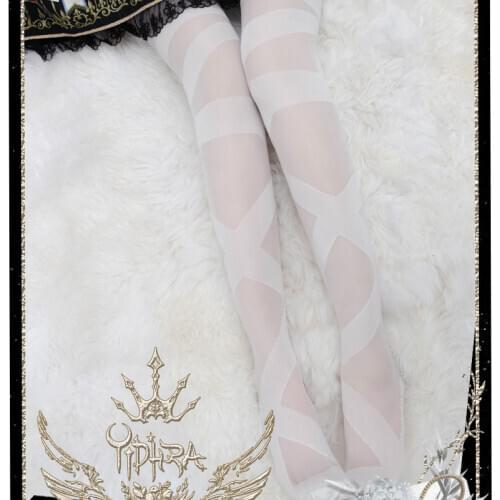 Reverberation ~ Sweet Lolita Long Stockings White Summer Thigh Highs by Yidhra
