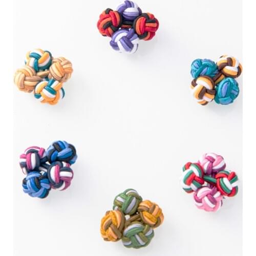 Trendy Silk Knots Cufflinks Mixed Colors Elastic Double Rope Ball Cuff Button For Men Shirt Shoes Hat Birthday Gift Jewelry
