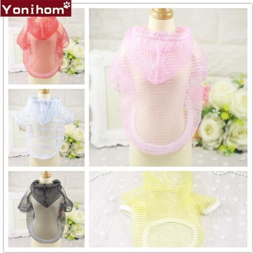 Pet Dog Clothes Sun Protection Dog Outfit Breathable Dogs Clothes Summer Pet Puppy Clothes Hooded Cotton Dogs Outfit for Summer