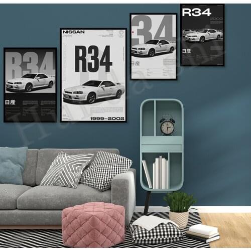 Nissan Skyline R34 poster wall art, JDM poster gift for man, Car Guys Gift, Car Lover, Car Enthusiast, Japanese Car