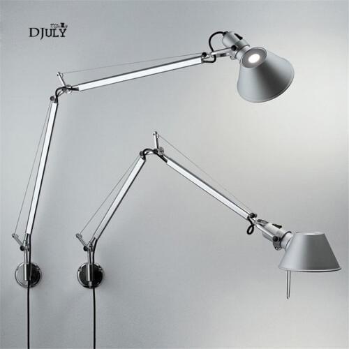 Postmodern Swing Arm Aluminum Wall Lamp Telescopic Straw Hat Long Wall Sconce Light for Living Room Bedroom Study Home Decor