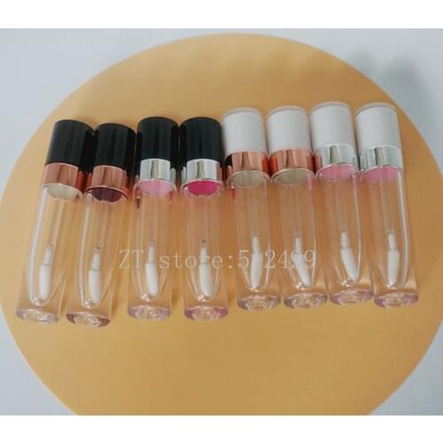 10/20/30/50/100PCS 5ml Empty Lip Gloss Tube Plastic Lipgloss Bottle Container White Black Cap Cylinder Small Lipgloss Wholesale