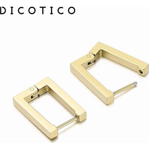 Three Color Stainless Steel Female Earrings Cuff Square Hoop Earrings For Women Fashion Creolen Jewelry Accessory 2021 Trend