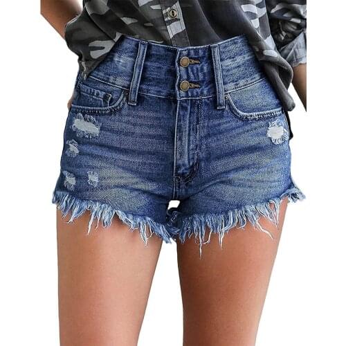 Shorts women harajuku Europe United States women tall waist hair fringed denim shorts jeans feminino WYM11006