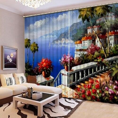 NoEnName_Null Sea Paintings Curtains 3D Printing Curtains High Definition Lifelike Bedroom Living Room Curtains CL-057