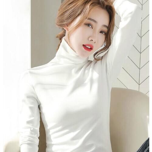 2021 Korean Spring Autumn Women Thick Warm Soft Turtleneck Solid Color Pullovers Long Sleeve Slim Casual Pullover Top Y198