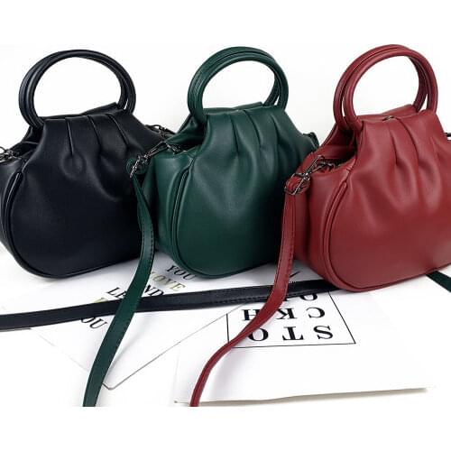 Elegant Soft Leather Circle Ring Hand Bag Dumpling Luxury Handbags Fashion Designer Daily Pouch Small Female Crossbody Bag PU