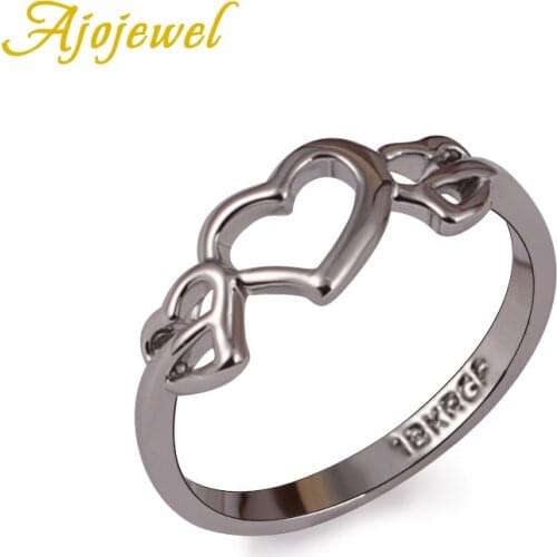 Ajojewel Cute Simple Designer Hollow Out Heart Ring Women Without Stone