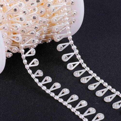 1M Artificial Pearls imitation Beads Chain Garland Flowers Rhinestone Wedding Dress Decoration Sewing Handmaking Supplies