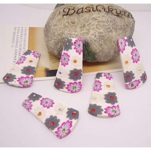 10pcs/lot Polymer Clay Charms Vintage Rectangle Oblong Pendant Bead For Bohemia Earring Necklace Jewelry Making Accessories