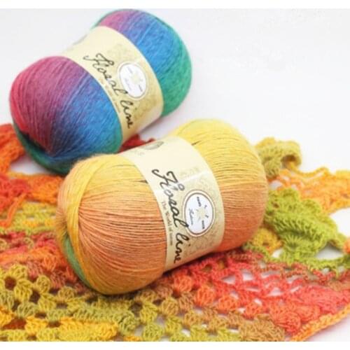 100g/Ball Crochet yarn lanas 100% Cashmere Yarn knitting Rainbow Line Melange Combed Sewing yarn for knitting Rainbow Line