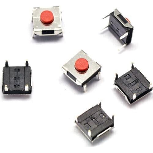 100pcs 6*6*3.1mm Red button DIP vertical 4pin Key switch Tactile Push Button Waterproof copper head Switch