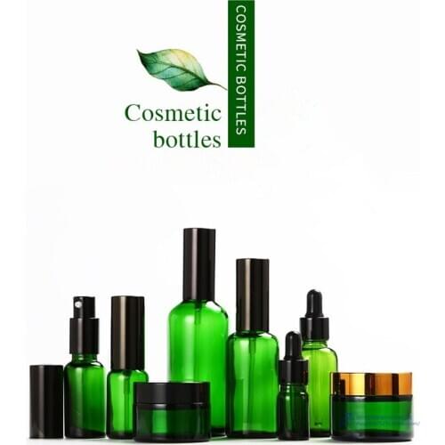12-30PCS 5ML-50ML Green Glass Bottle Facial Cream Bottle High-grade Essence Lotion containers Toner Essence Perfum Bottles