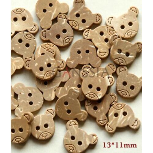 2 holes bear natural coconut shell button buttons for craft sewing accessories (SS-40)